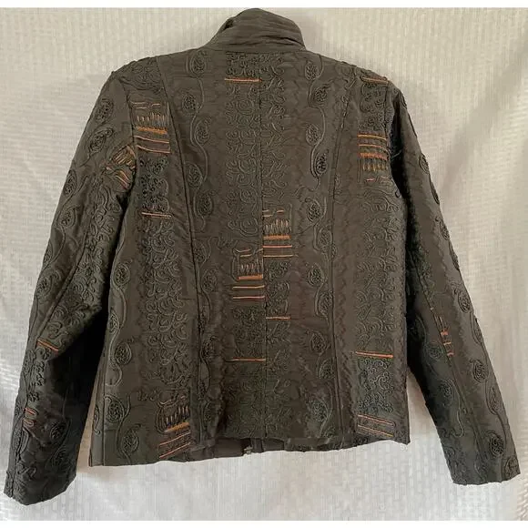 Chico's Embroidered Black and Brown Jacket - Blazer Chico's Size 1 - Medium - Picture 5 of 5